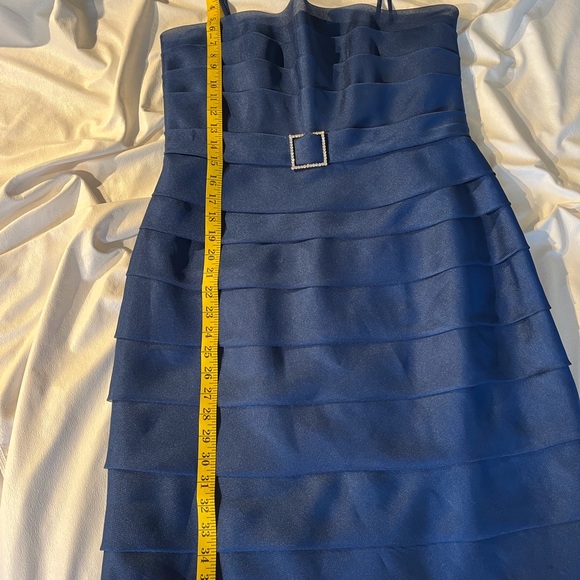Sapphire blue dress, spaghetti straps, cropped jacket. Size 12 - Picture 7 of 17